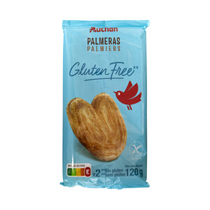Imagen de PRODUCTO ALCAMPO Palmeras de hojaldre elaboradas sin gluten 2 uds, 120 g.