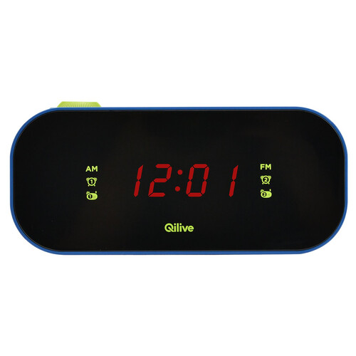Radio reloj despertador QILIVE Q1899, proyector, radio AM/FM, doble alarma.