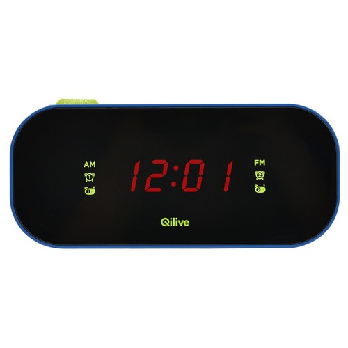 Radio reloj despertador QILIVE Q1899, proyector, radio AM/FM, doble alarma.