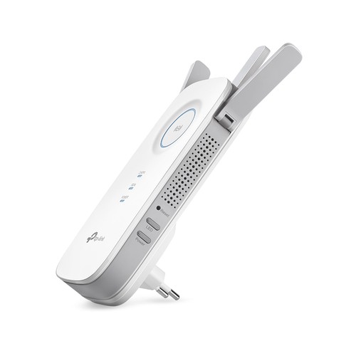 Extensor de cobertura Wi-Fi TP-LINK RE450, banda dual AC1750, 3 antenas, puerto Ethernet.