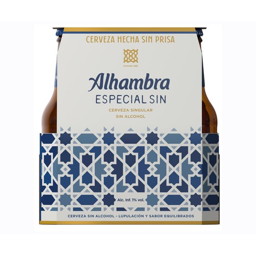 Cerveza sin alcohol ALHAMBRA SIN LAGER SINGULAR pack de 6 uds x 25 cl.