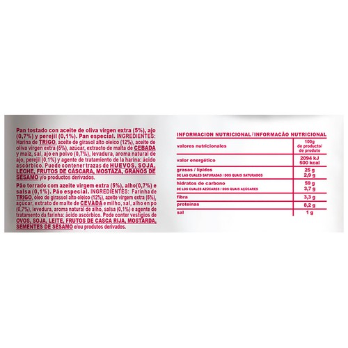 VICKY FOODS Pan tostado de ajo y perejil 160 g.