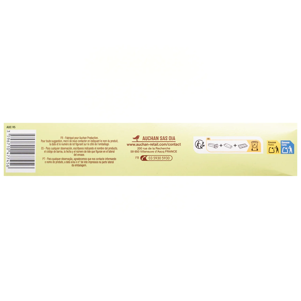 PRODUCTO ALCAMPO Barquillos de chocolate con leche y avellana 175 g.