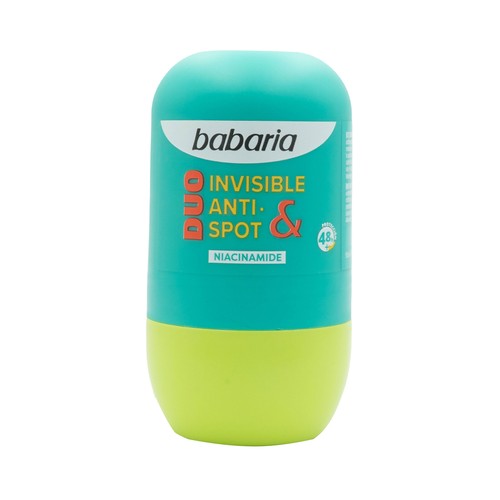BABARIA Duo invisible & anti-spot Desodorante roll on unisex, antitranspirante hasta 48 horas.