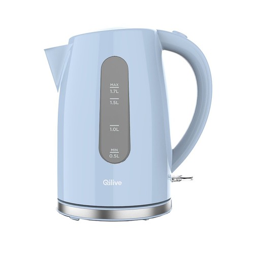 Hervidor de agua QILIVE 600121153 azul pastel, 1,7L, 2200W, base 360°.