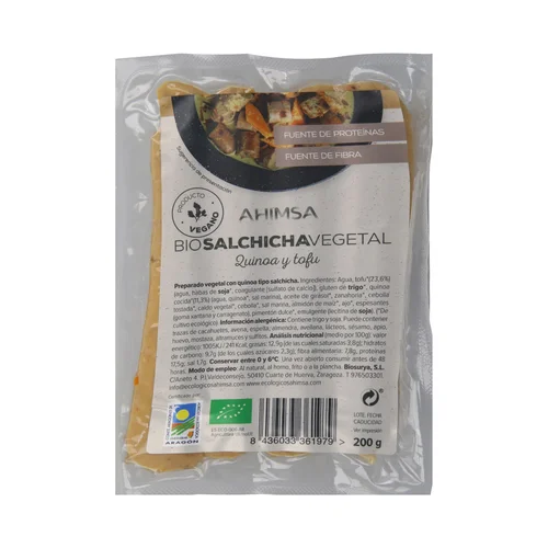 AHIMSA Salchichas vegetales ahumadas ecológicas AHIMSA 230 g.