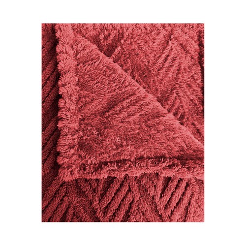 Manta de borreguito Jacquard, 240 x 220, color negro o rojo, ALCAMPO.
