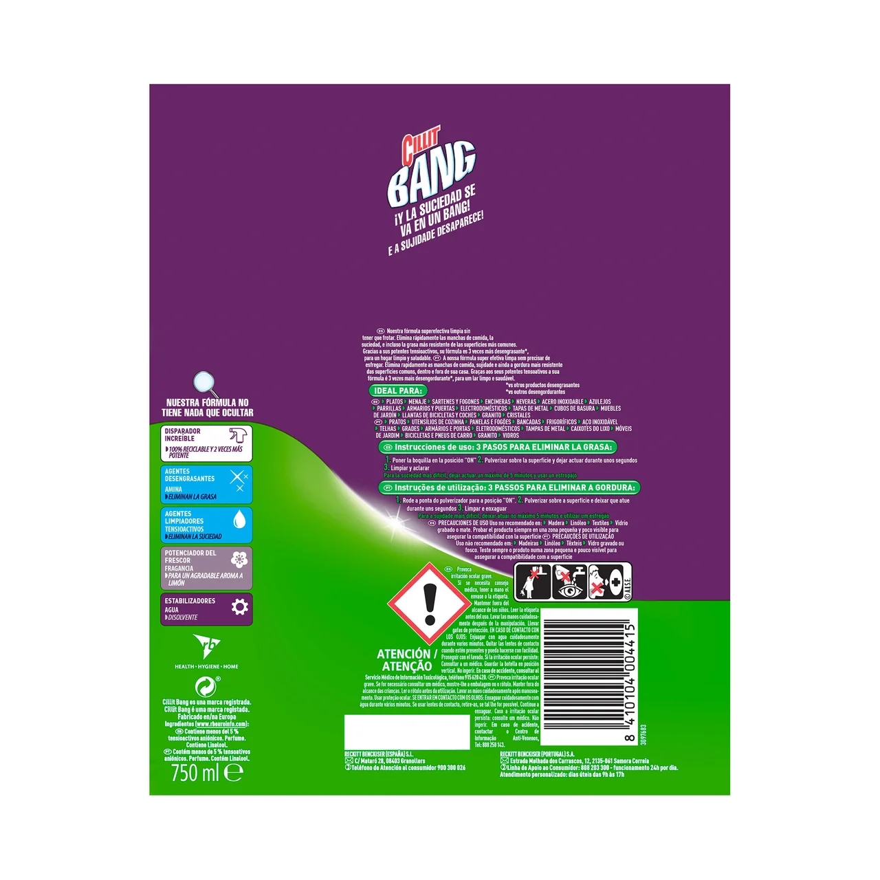 CILLIT BANG Limpiador quitagrasas multiusos CILLIT BANG 750 ml.