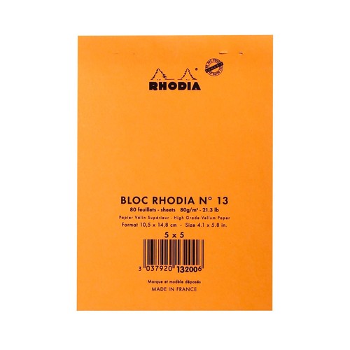 Bloc A6 (105x148) 80hj 80gr 5x5 naranja/negro. RHODIA