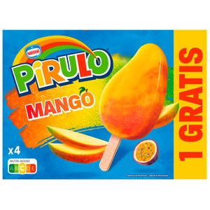 Imagen de PIRULO de Nestlé Helado de agua sabor mango y fruta de la pasión 4 x 70 ml (+1 gratis).
