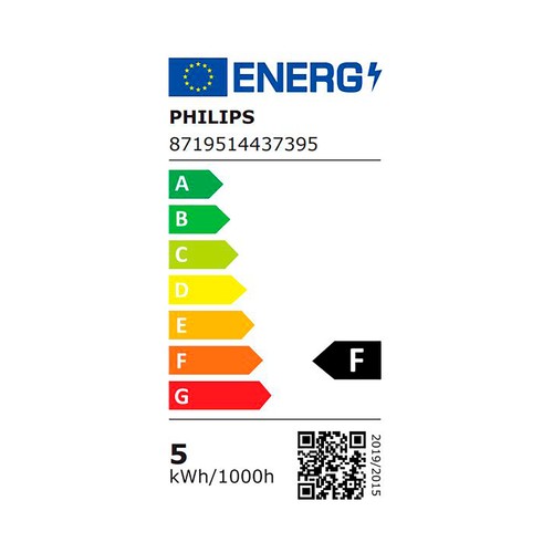 Bombilla Led inteligente E27, WiFi, 4,9W=40W, blanco ajustable + color, 470lm, PHILIPS.