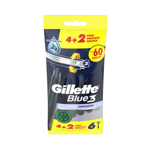 Imagen de GILLETTE Blue 3 smooth Maquinilla de afeitar desechable con cabezal pivotante de 3 hojas 6 uds.