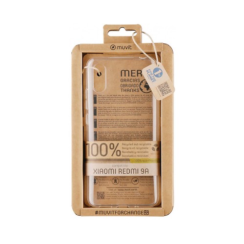 Funda compatible con Xiaomi Redmi 9AT/9A MUVIT, transparente. (Teléfono no incluido)