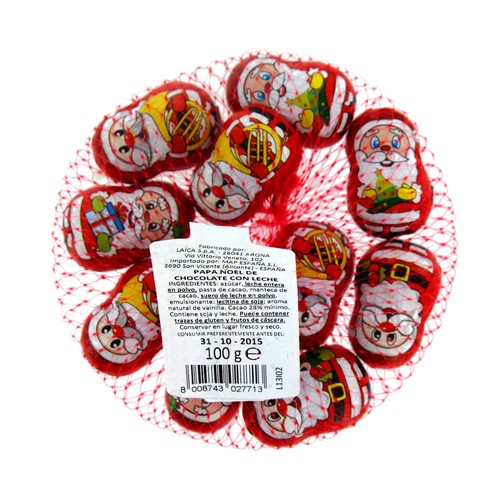 PRODUCTO ECONÓMICO ALCAMPO Figuras Papa Noel de chocolate PRODUCTO ECONÓMICO ALCAMPO 100 gr.
