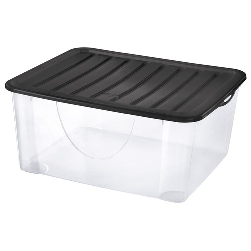 Caja de ordenación multiuso con tapa color negro, capacidad de 16,7 litros, ESSENTIAL.