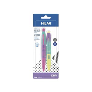 Imagen de Blíster 1 bolígrafo tinta azul + 1 portaminas COMPACT Sunset MILAN