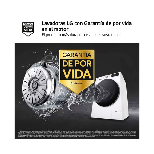 Lavadora LG F4WR5509A1W 9KG, clasificación energética: A, 1400RPM, H: 85cm, A: 60cm, F: 56,5cm.