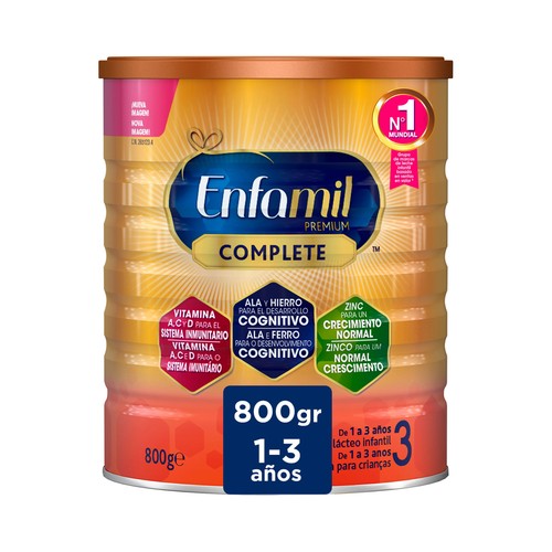 ENFAMIL Leche (3) de crecimiento, de 1 a 3 años ENFAMIL Premium complete 800 g.