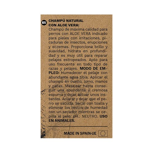 WAPPY Champú para perro de aloe vera, 250 ml.