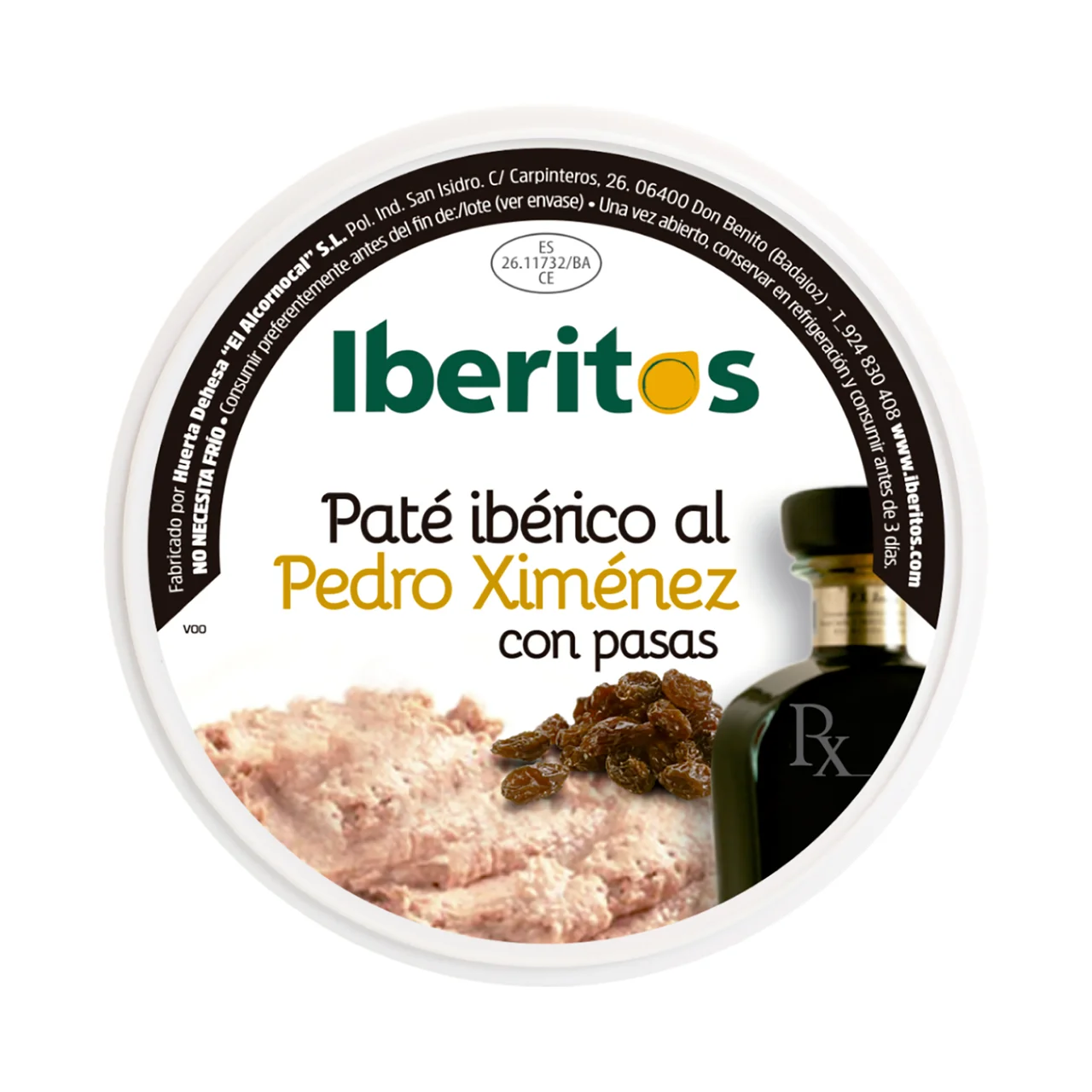 Pate iberico Pedro Ximenez con pasas 250 g.