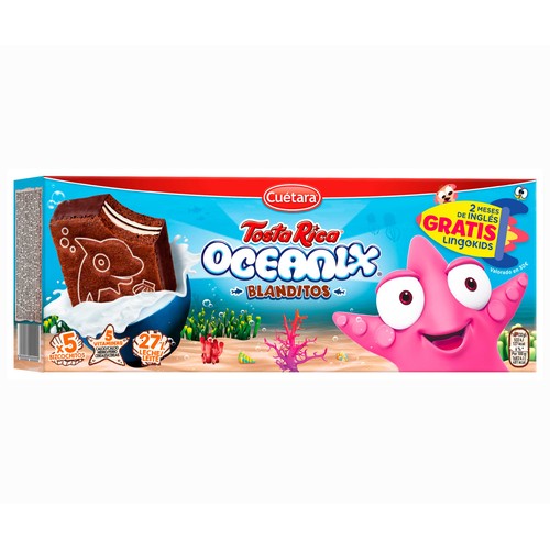 Pastelitos de cacao rellenos de leche y chocolate TOSTA RICA Oceanix 5 uds. 160 gr,