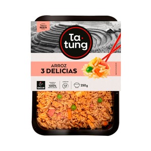 Imagen de TA-TUNG Arroz tres delicias, listo para calentar y comer TA-TUNG 250 g.