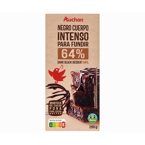 PRODUCTO ALCAMPO Chocolate negro para fundir (64% cacao) CLB con cuerpo intenso 200 g.