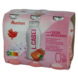 AUCHAN L. casei desnatado sin azúcares añadidos con sabor a fresa 6 x 100 g Producto Alcampo.
