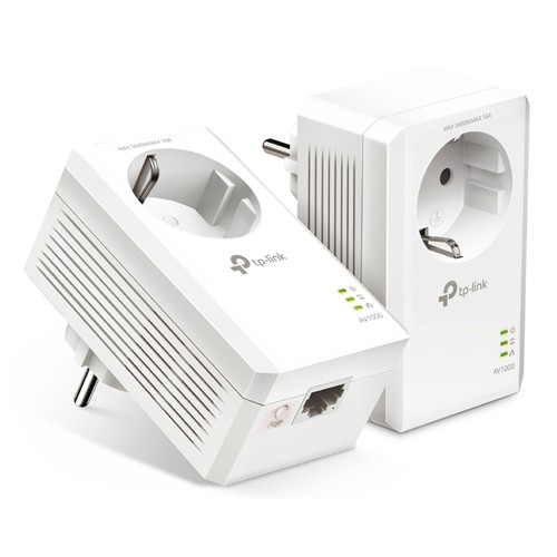 Kit de inicio Powerline TP-LINK TL-PA7017P KIT AV1000, puerto Gigabit Ethernet, enchufe incorporado.