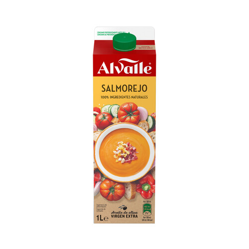 ALVALLE Salmorejo elaborado con ingredientes 100% naturales y aceite de oliva virgen extra ALVALLE 1 l.