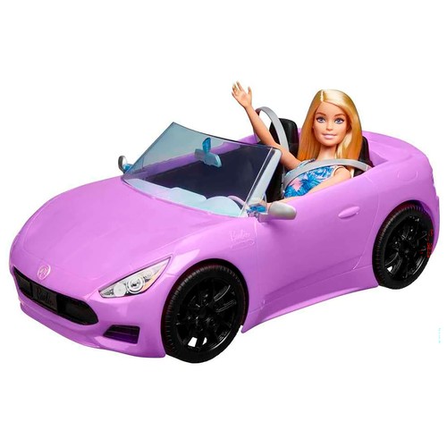 Barbie y su Descapotable Muñeca con Coche de juguete +3 Años MATTEL
