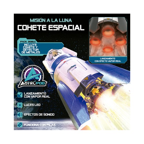 EDUCA Cohete espacial construye y juega con luces y sonido, vehículo lunar y detector de metales real