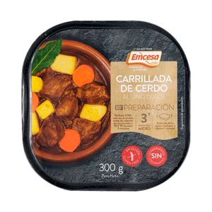 EMCESA Carrilladas de cerdo al vino dulce, listas para calentar y comer 300 g.
