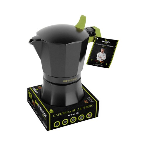 Cafetera 6 Tazas, aluminio apto inducción, VITRINOR Liebana Colección