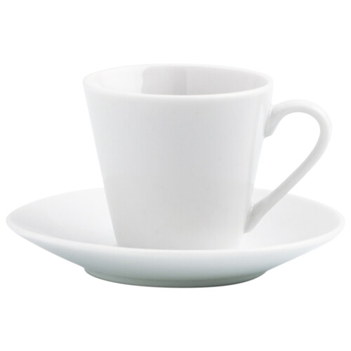 6 tazas de café de porcelana con plato, 0,09 litros, Renova Blanca QUID.