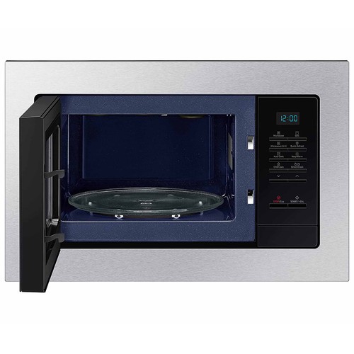 Microondas integrable con grill SAMSUNG MG23A7013CT/EC, color inox, capacidad 23L, potencia: 800W, grill: 1100W.