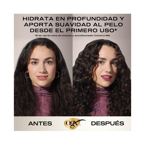 OGX Acondicionador hidratante con leche y aceite de coco y proteína de leche hidrolizada, para cabellos secos 385 ml.