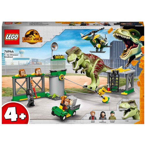 Juego de construcción Fuga del Dinosaurio T. rex con 140 piezas LEGO Jurassic World 76944.
