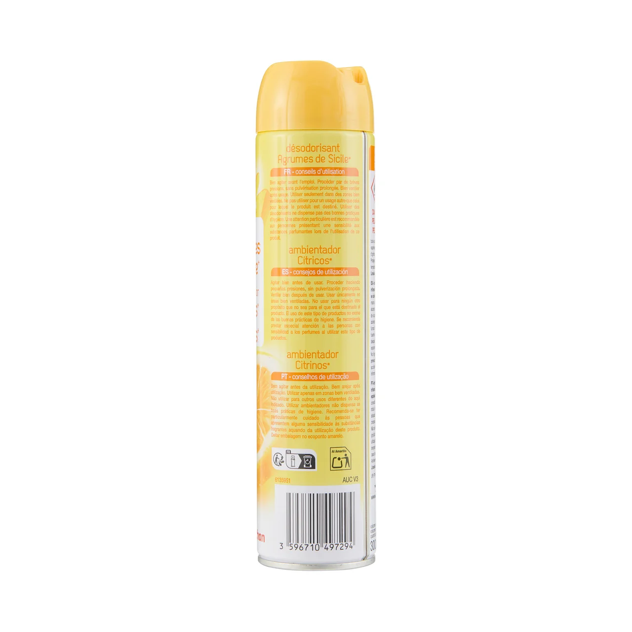 PRODUCTO ALCAMPO Ambientador en  spray con aroma a cítricos 300 ml.