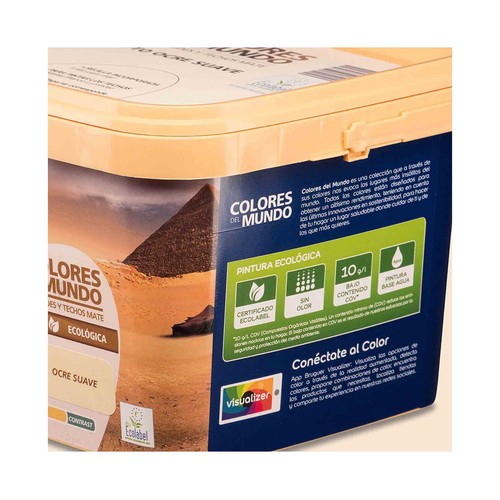 Pintura para paredes monocapa BRUGUER Colores del mundo Egipto Ocre Suave, 4L.