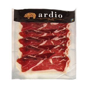 ARDIO Jamón de bellota ibérico (50% raza ibérica), cortado en finas lonchas ARDIO 100 g.