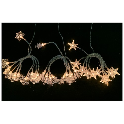 Guirnalda de luces a pilas, con figuras de Estrella, Árbol o Copo de Nieve, ideal para decoración interior de Navidad modelos surtidos, SNC