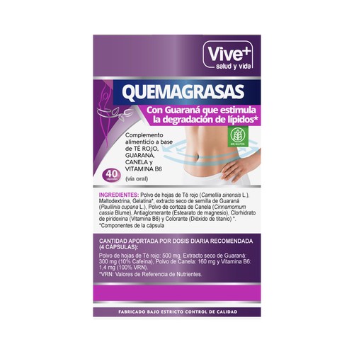 VIVE+ SALUD Y VIDA Quemagrasas con guaraná VIVE + SALUD Y VIDA 40 uds. 19 g.