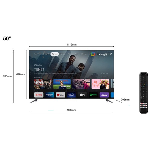 Televisión 139,7 cm (55") LED TCL 55C645 4K, HDR PRO, SMART TV, WIFI, BLUETOOTH, TDT T2, USB reproductor, 3HDMI, 60HZ.