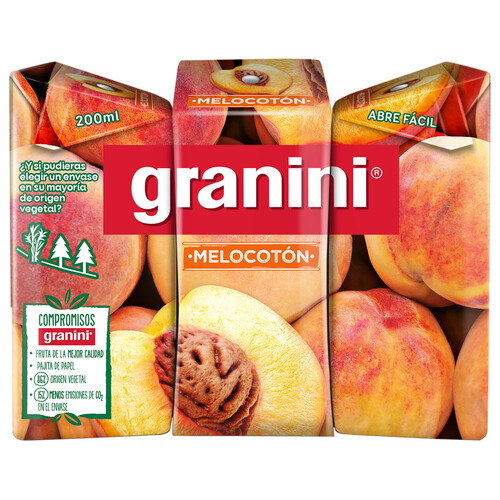 Bebida de melocotón GRANINI minibriks 3x20 cl.