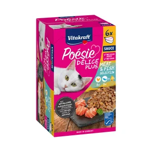 VITAKRAFT Poésie Alimentación húmeda para gatos en tarrinas con sabor a pollo y salmón  6 uds 85 g