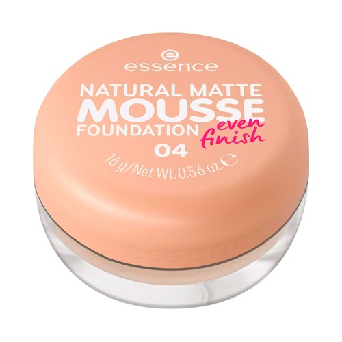 ESSENCE Natural matte mousse tono 04 Base de maquillaje mousse, cobertura media, aspecto mate natural.