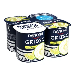DANONE Yogur griego con sabor a lima-lomón y con un 30% menos de grasa 4 x 110 g.