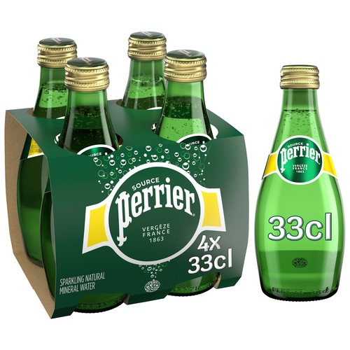 PERRIER Agua mineral natural con gas pack de 4 uds x 33 cl.