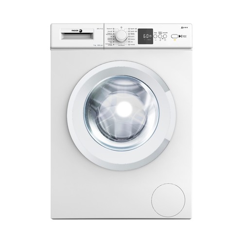 Lavadora FAGOR 3FE7112 7KG, clasificación energética: D, 1200RPM, H: 84,5cm, A: 59,7cm, F: 52,7cm.